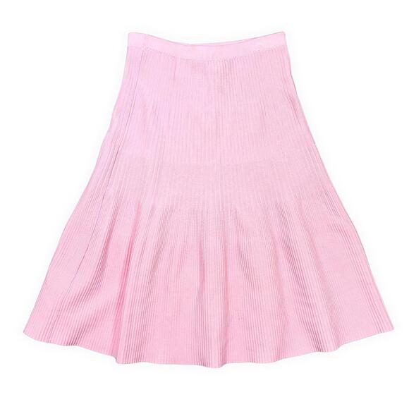 KERISMA Ribbed Flare Midi Skirt Baby Pink M - Picture 2 of 7